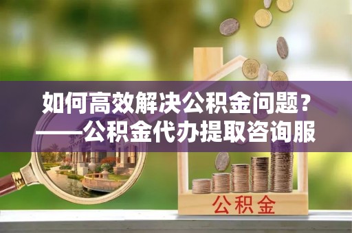 九如如何高效解决公积金问题？——公积金代办提取咨询服务指南